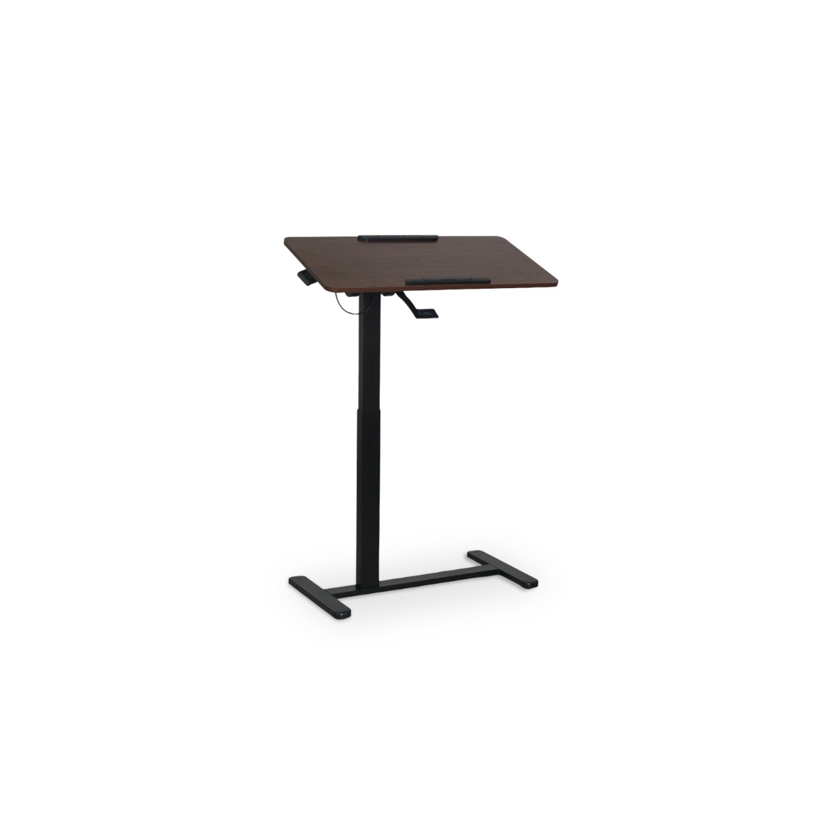 Felix Adjustable Side Table with Castors - Walnut & Matt Black