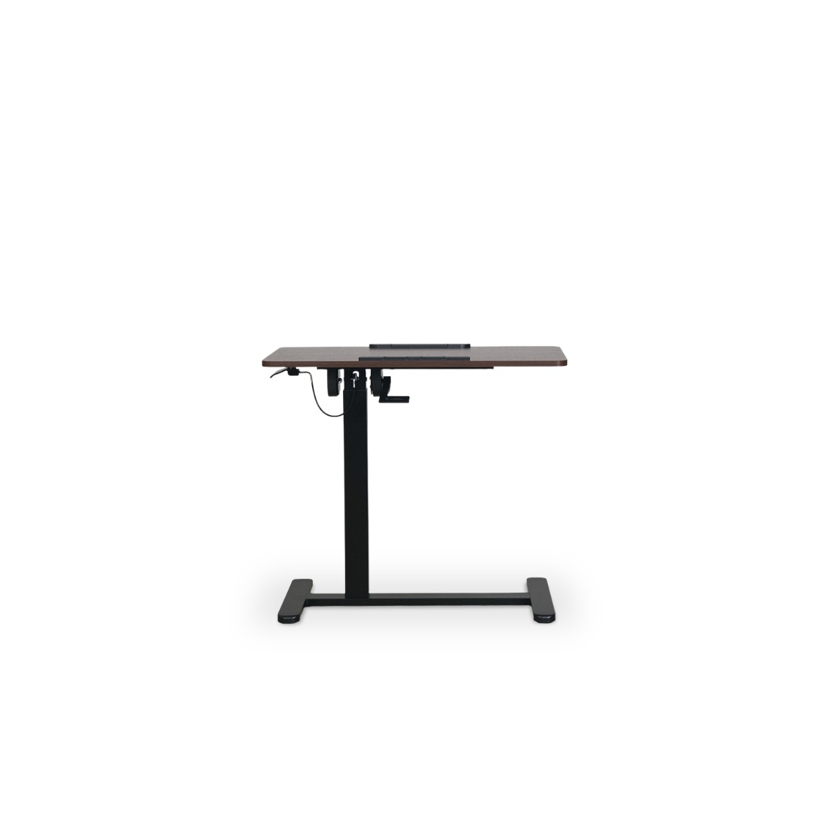 Felix Adjustable Side Table with Castors - Walnut & Matt Black