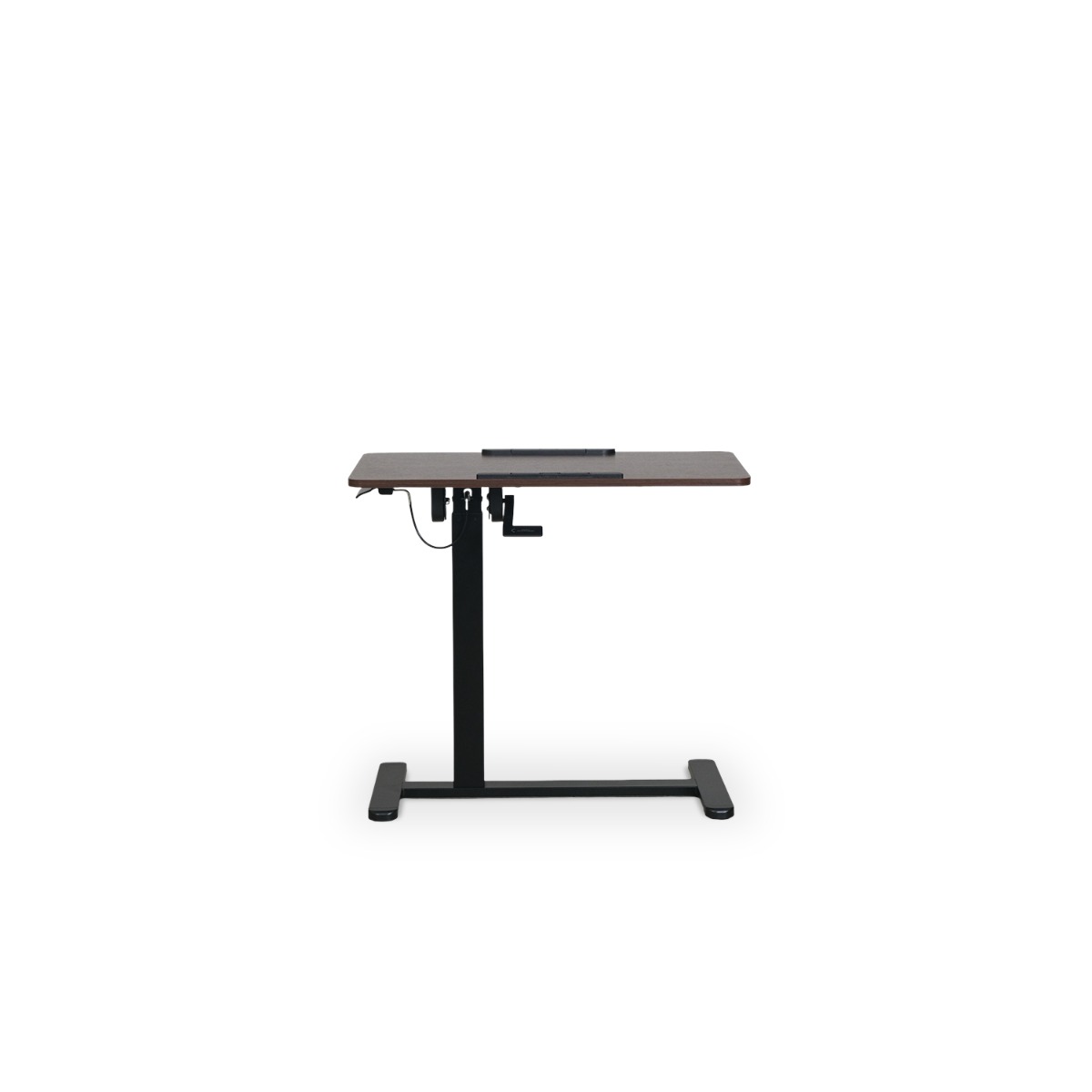 Felix Adjustable Side Table with Castors - Walnut & Matt Black