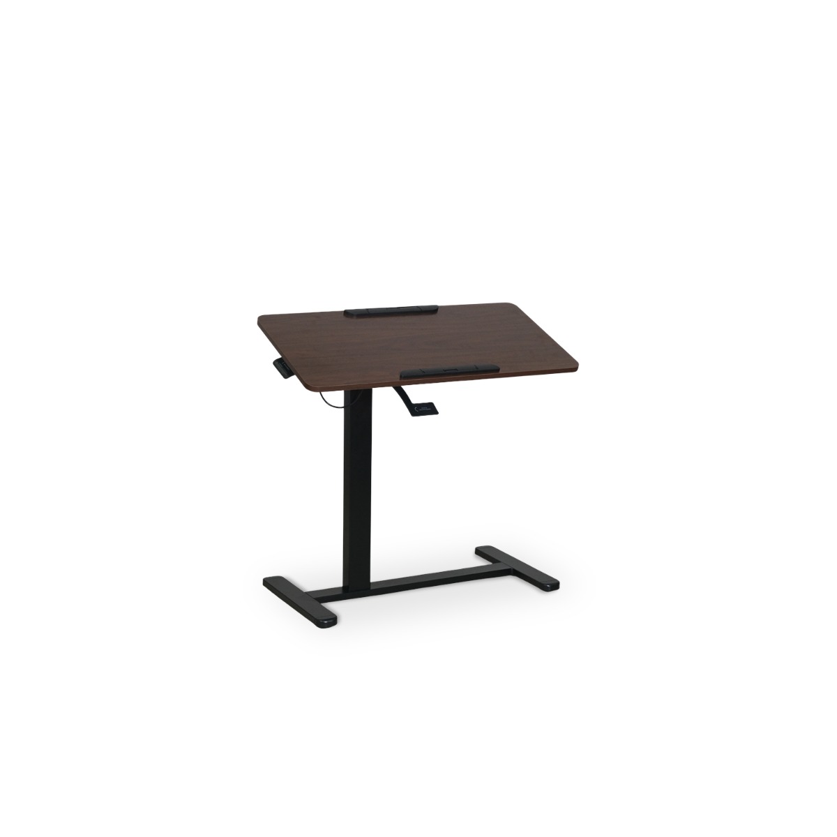 Felix Adjustable Side Table with Castors - Walnut & Matt Black