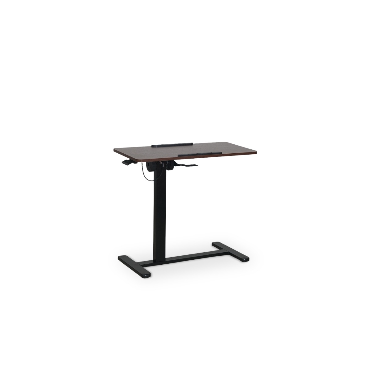 Felix Adjustable Side Table with Castors - Walnut & Matt Black