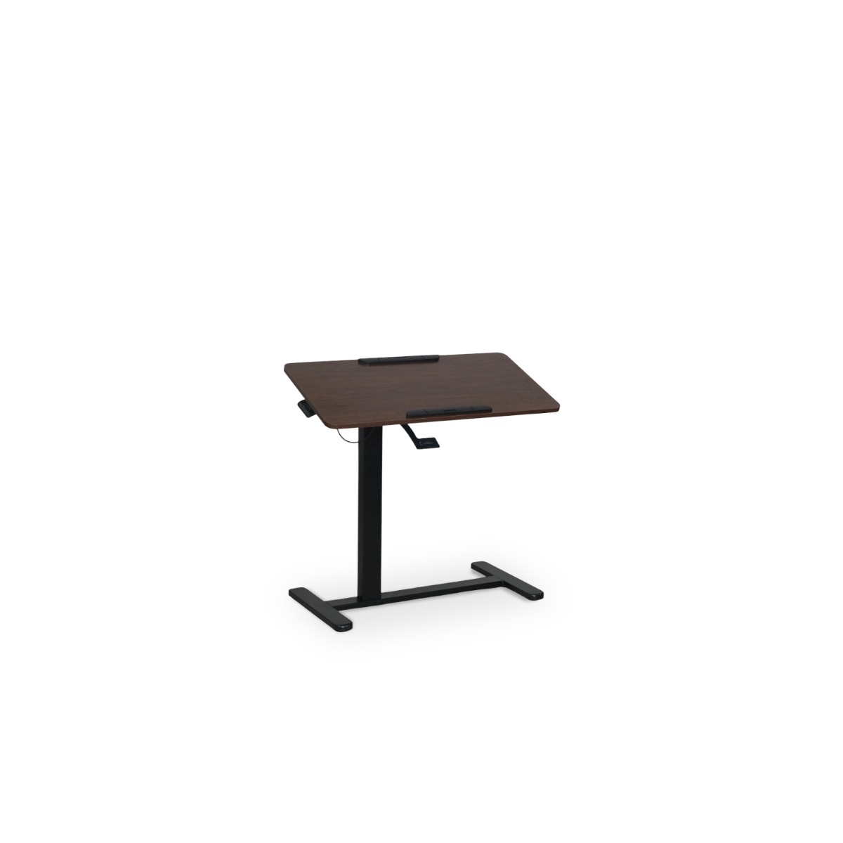 Felix Adjustable Side Table with Castors - Walnut & Matt Black