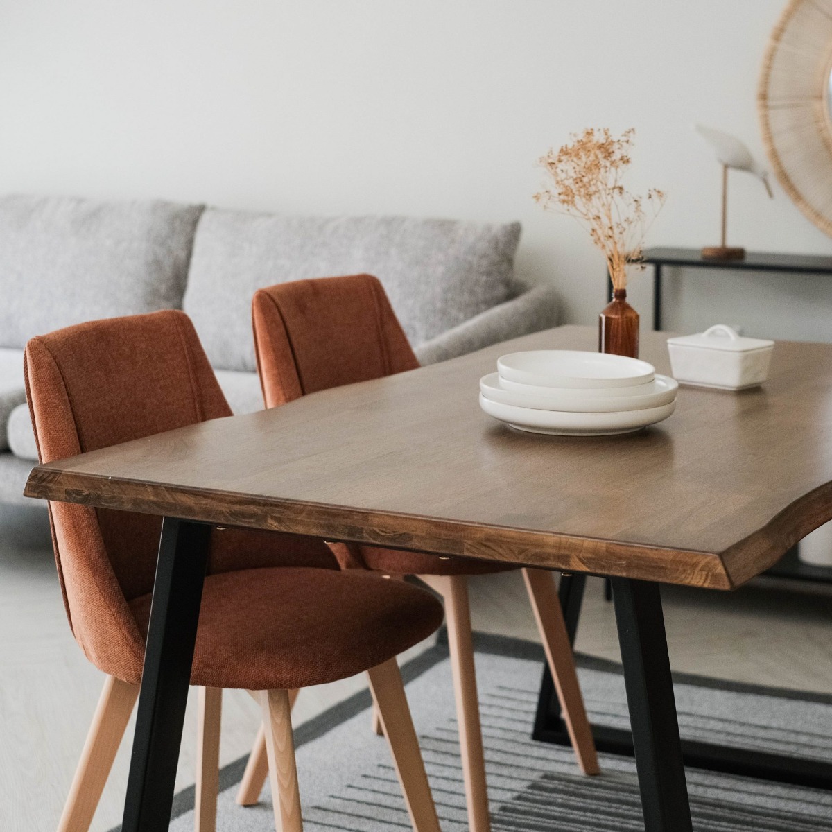 Fletcher Cedar Brown Faux Live Edge Dining Table 150cm