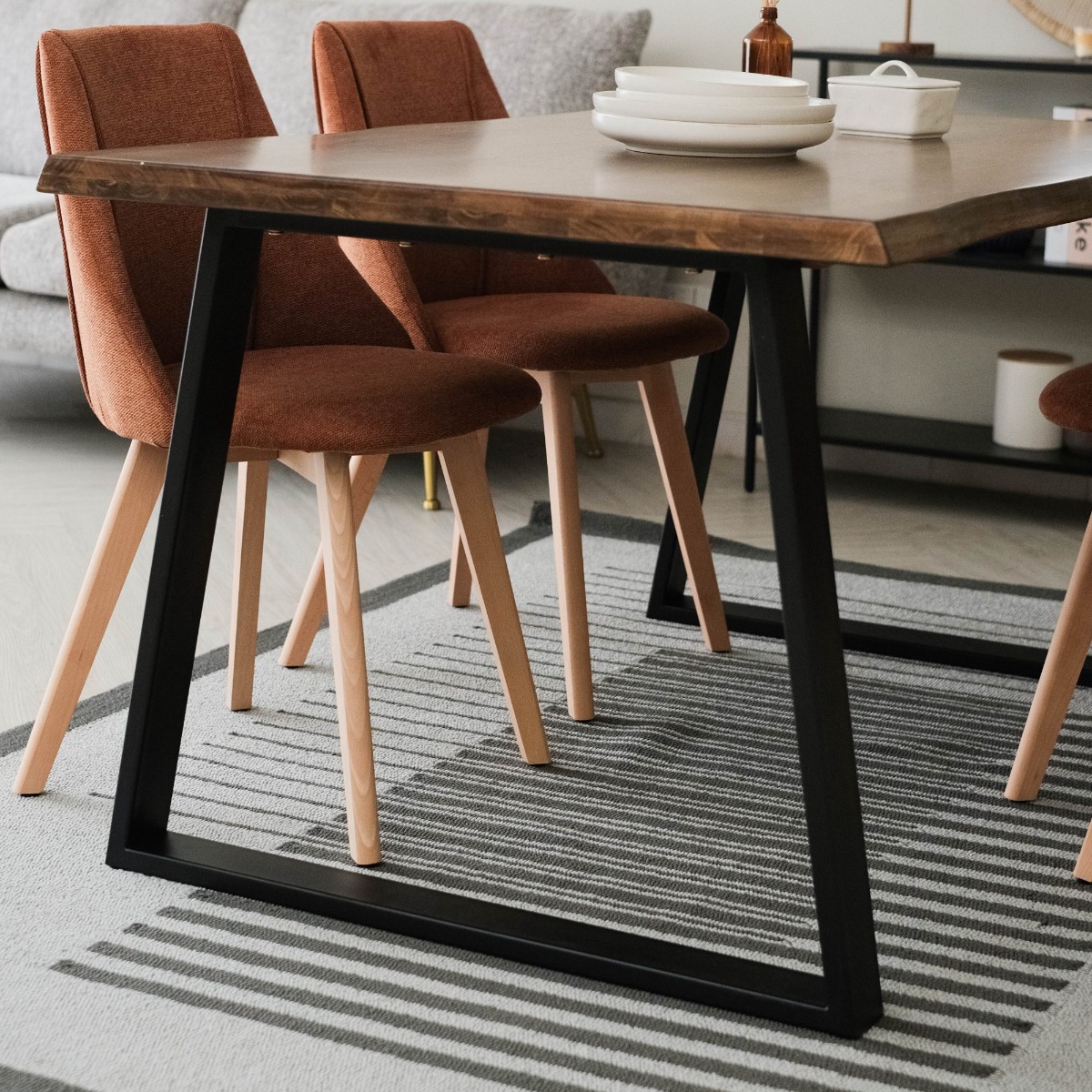 Fletcher Cedar Brown Faux Live Edge Dining Table 150cm