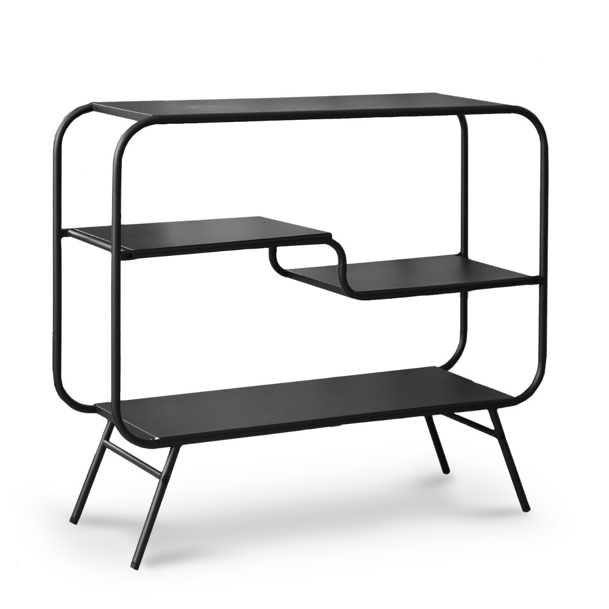 Hani Matt Black Low Shelf