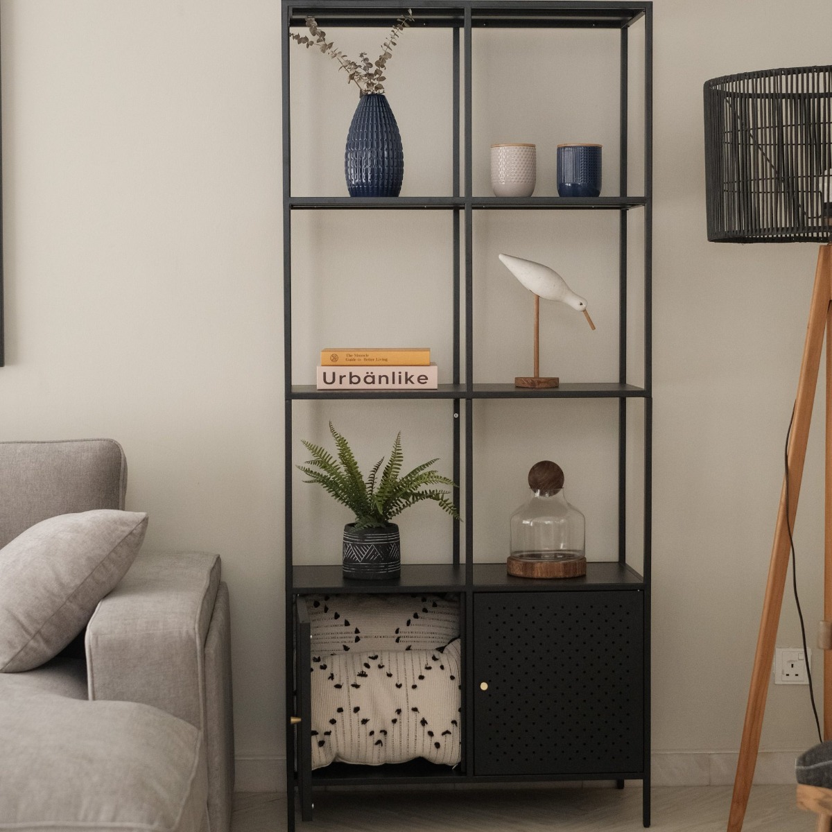 Jeremy Matt Black Tall Shelf with 2 Doors
