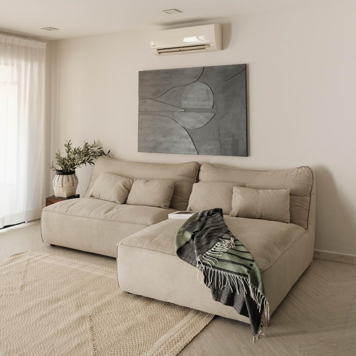 Daphne Stone Grey Armless Sectional Sofa