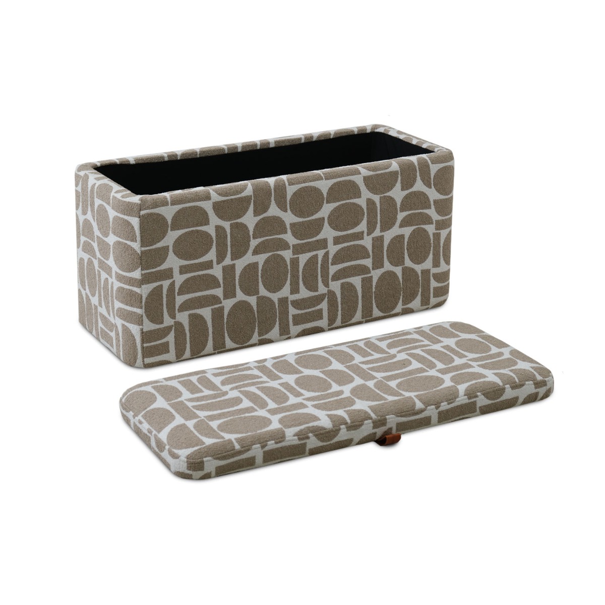 Jose Jacquard Khaki Storage Wide Stool