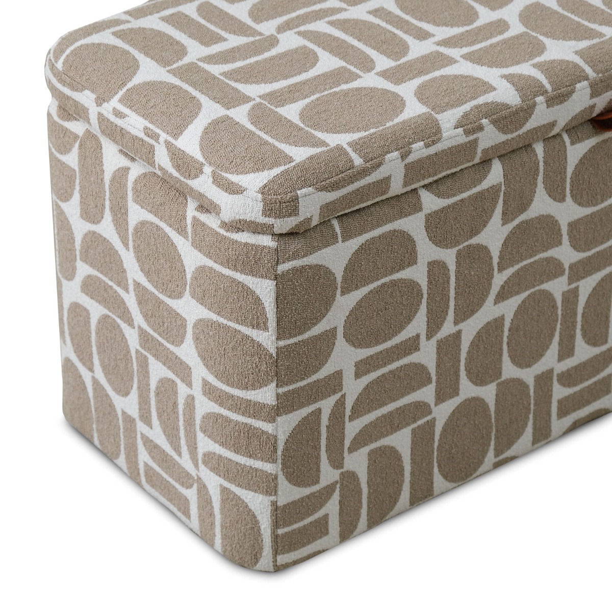 Jose Jacquard Khaki Storage Wide Stool