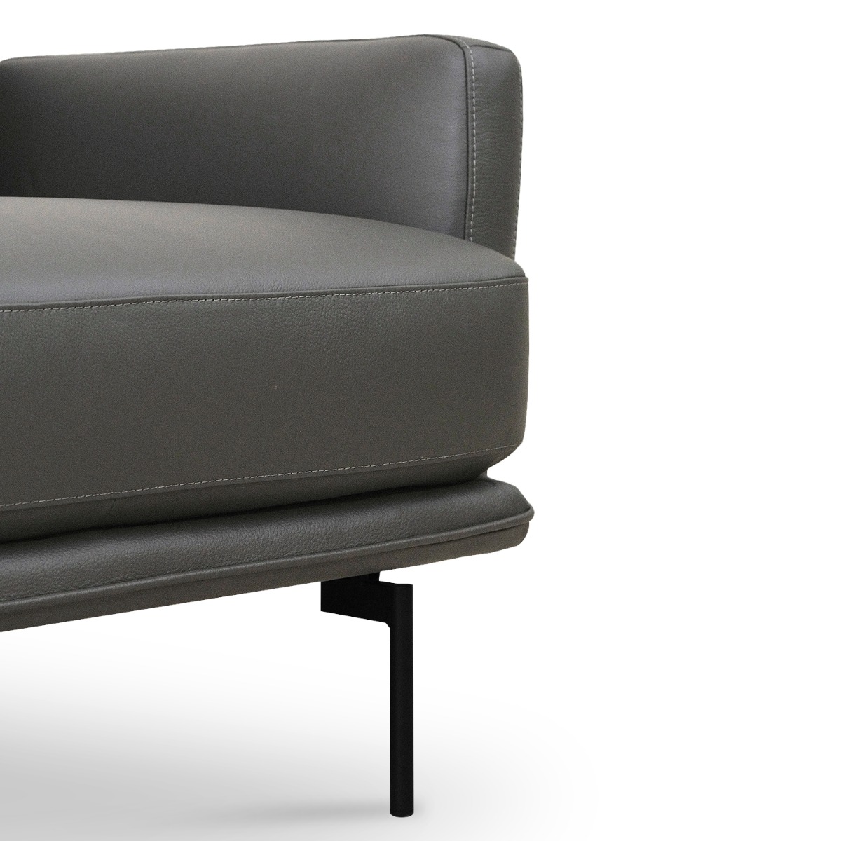 Karl Smoke Grey Full Leather 4 Seater Sofa