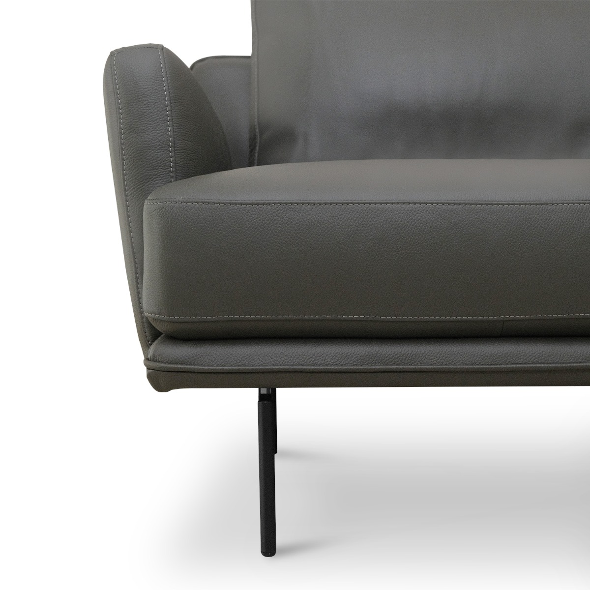 Karl Smoke Grey Full Leather 4 Seater Sofa