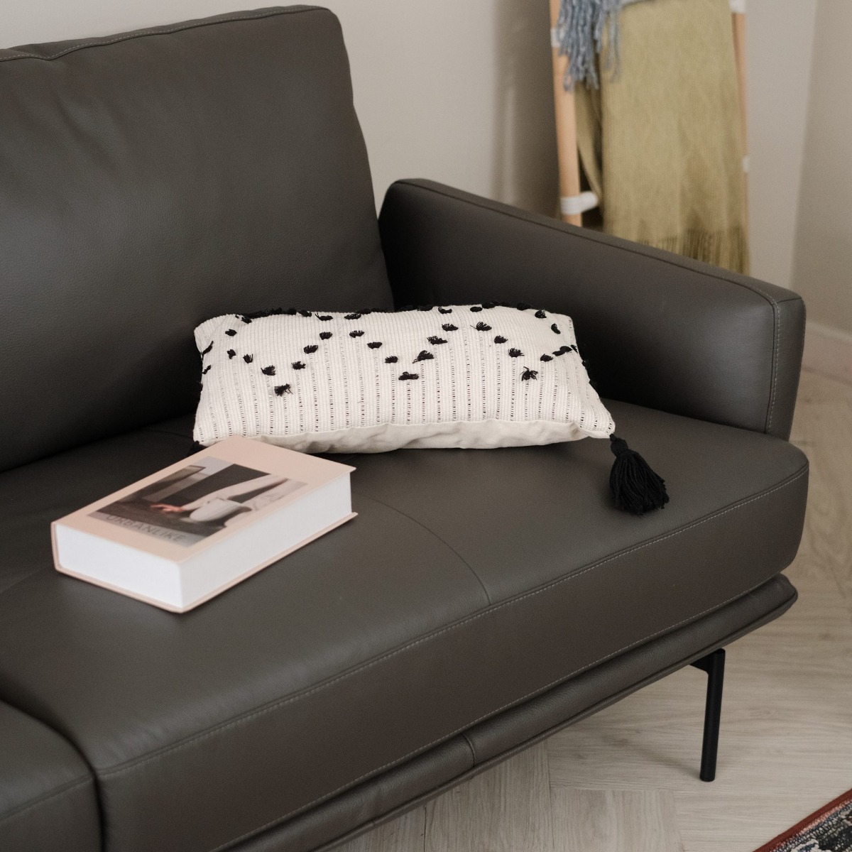 Karl Smoke Grey Full Leather 4 Seater Sofa