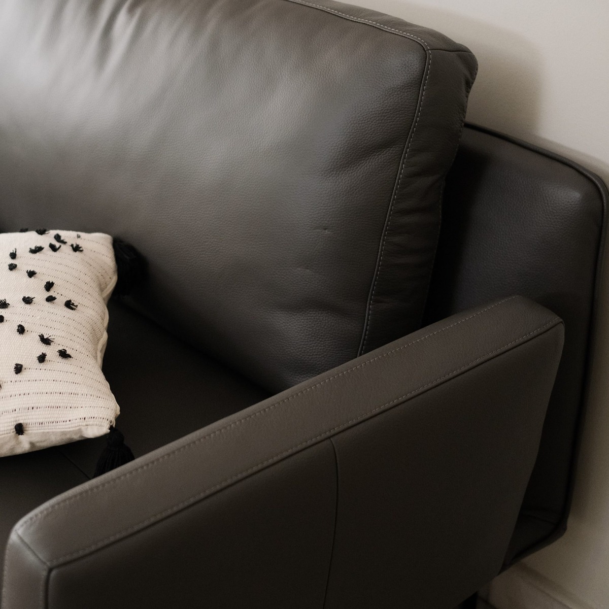 Karl Smoke Grey Full Leather 4 Seater Sofa