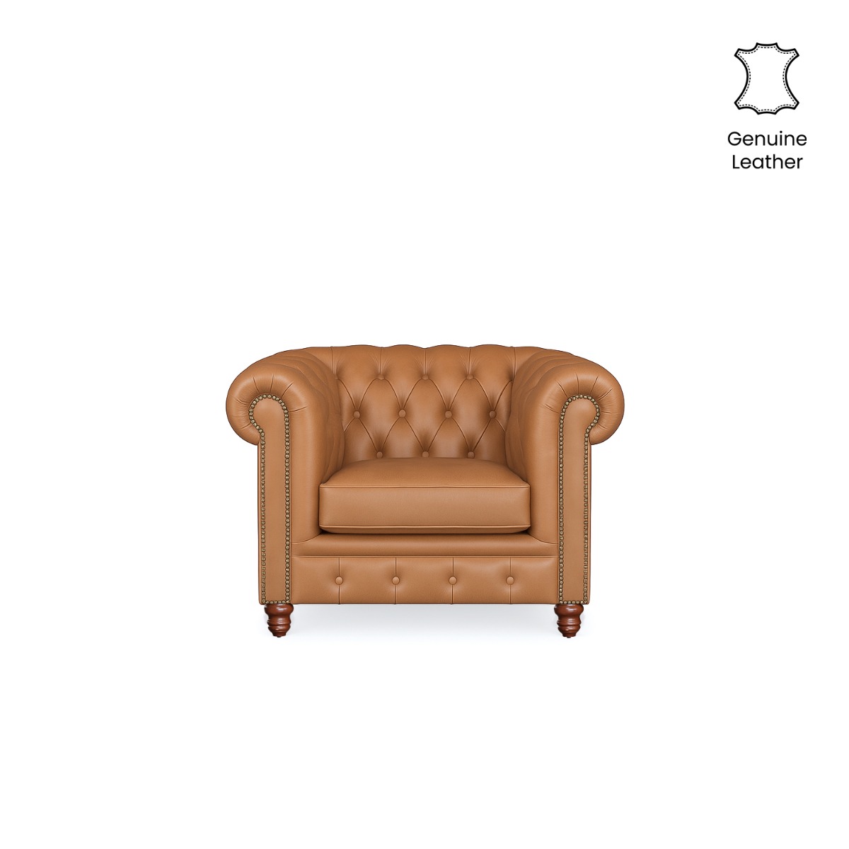 Kinsley Anilina Leather Chesterfield 1 Seater Sofa