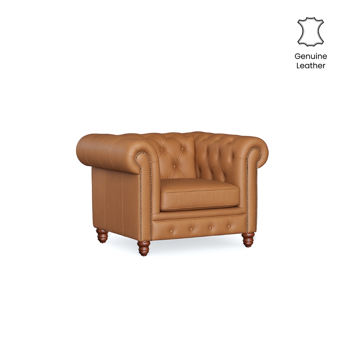 Kinsley Anilina Leather Chesterfield 1 Seater Sofa