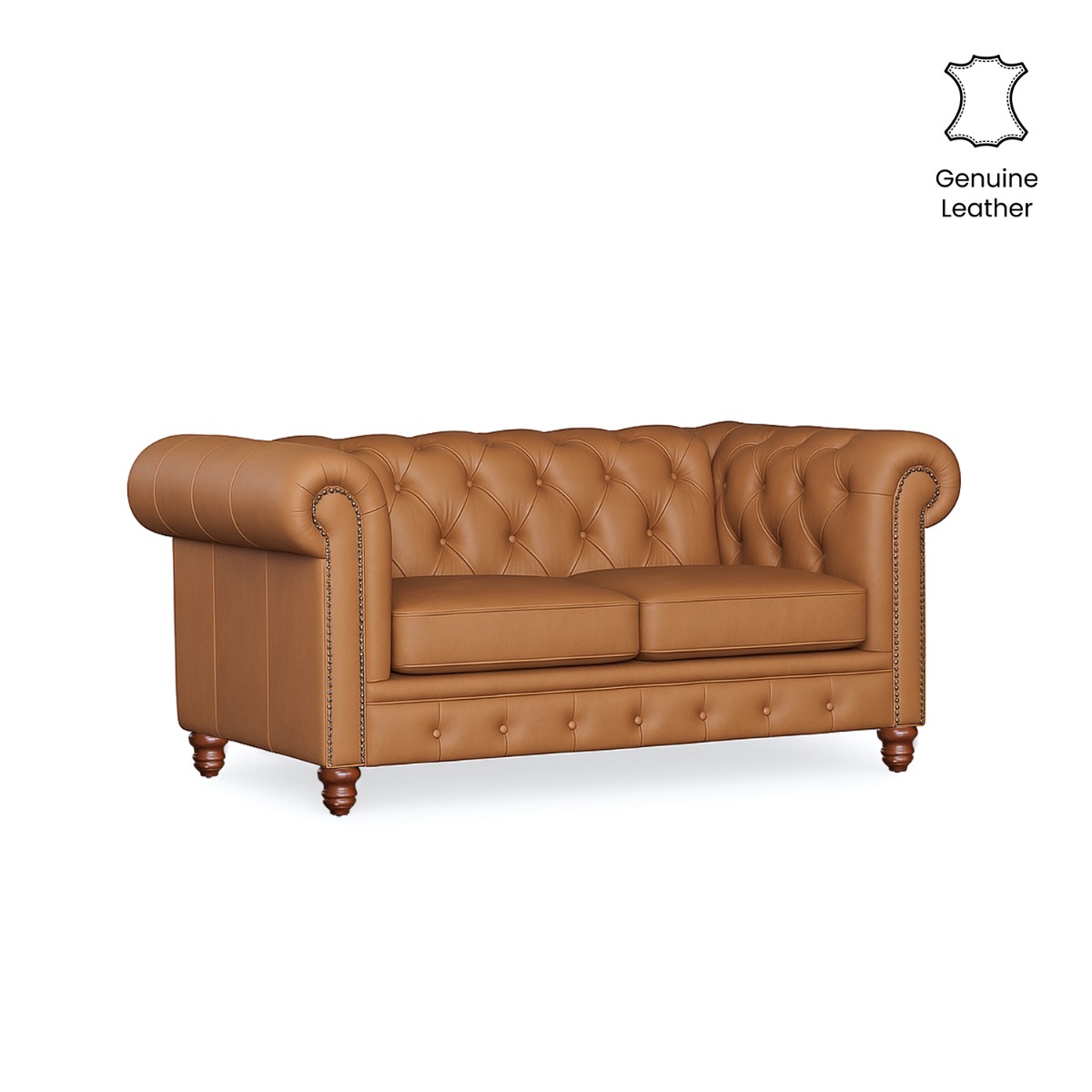 Kinsley Anilina Leather Chesterfield 2 Seater Sofa