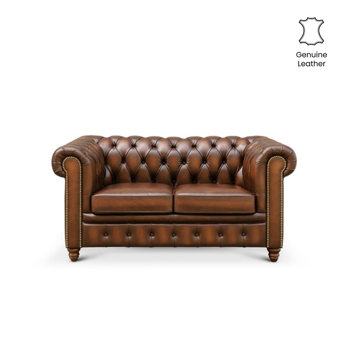 Kinsley Wash-Off Leather Chesterfield 2 Seater Sofa