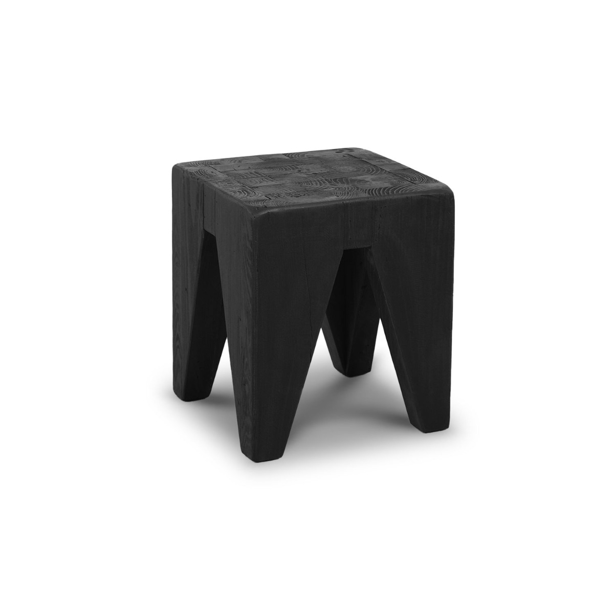 Kubo Reclaimed Wood Ebony Stool