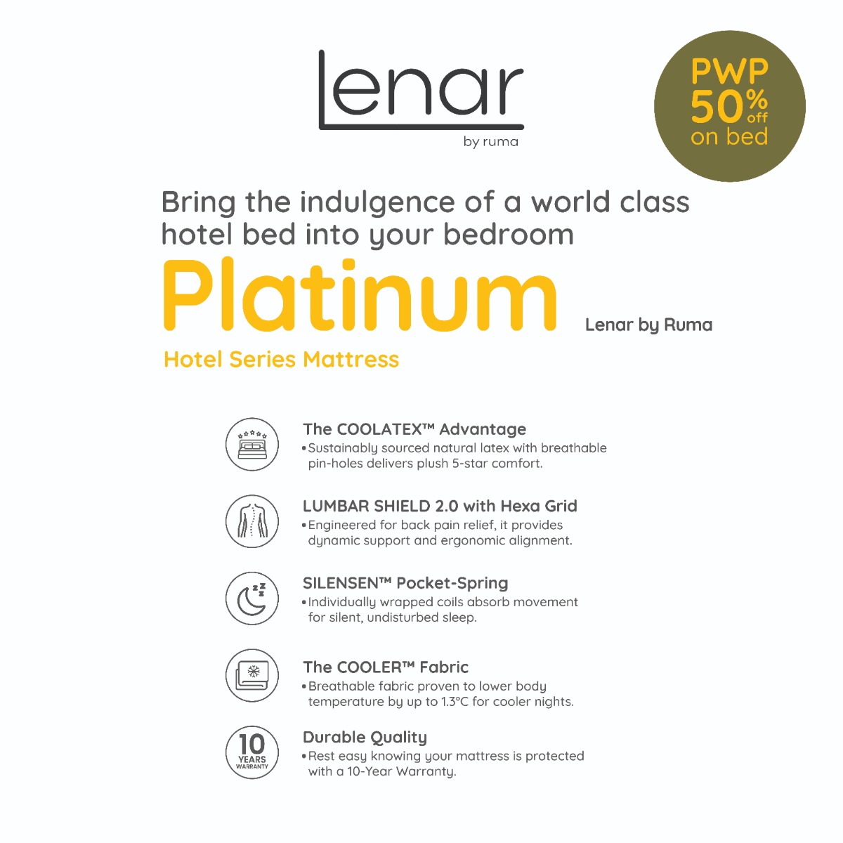 Lenar Platinum Hotel Series King Mattress