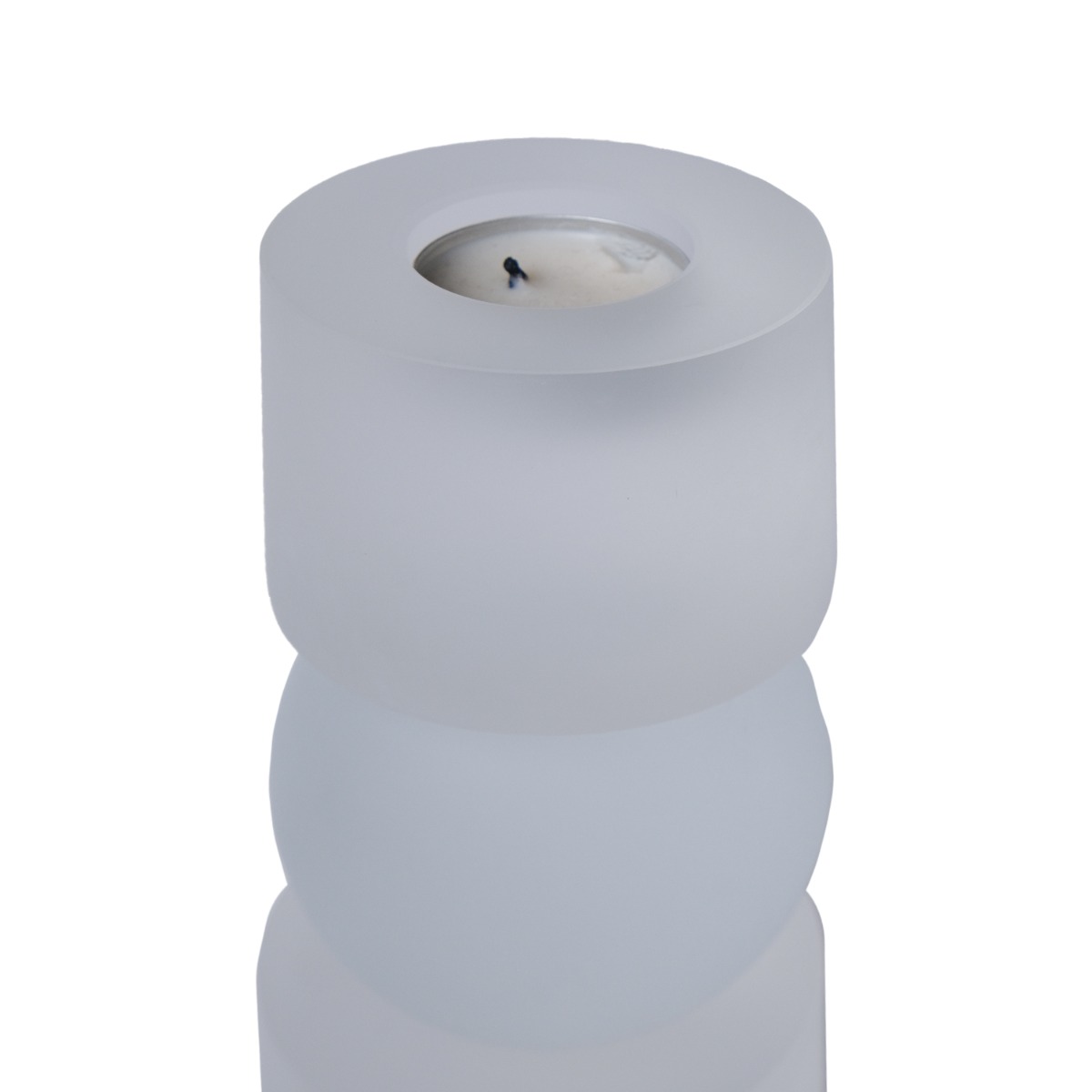 Lila Frosted White Glass Candle Holder - Tall