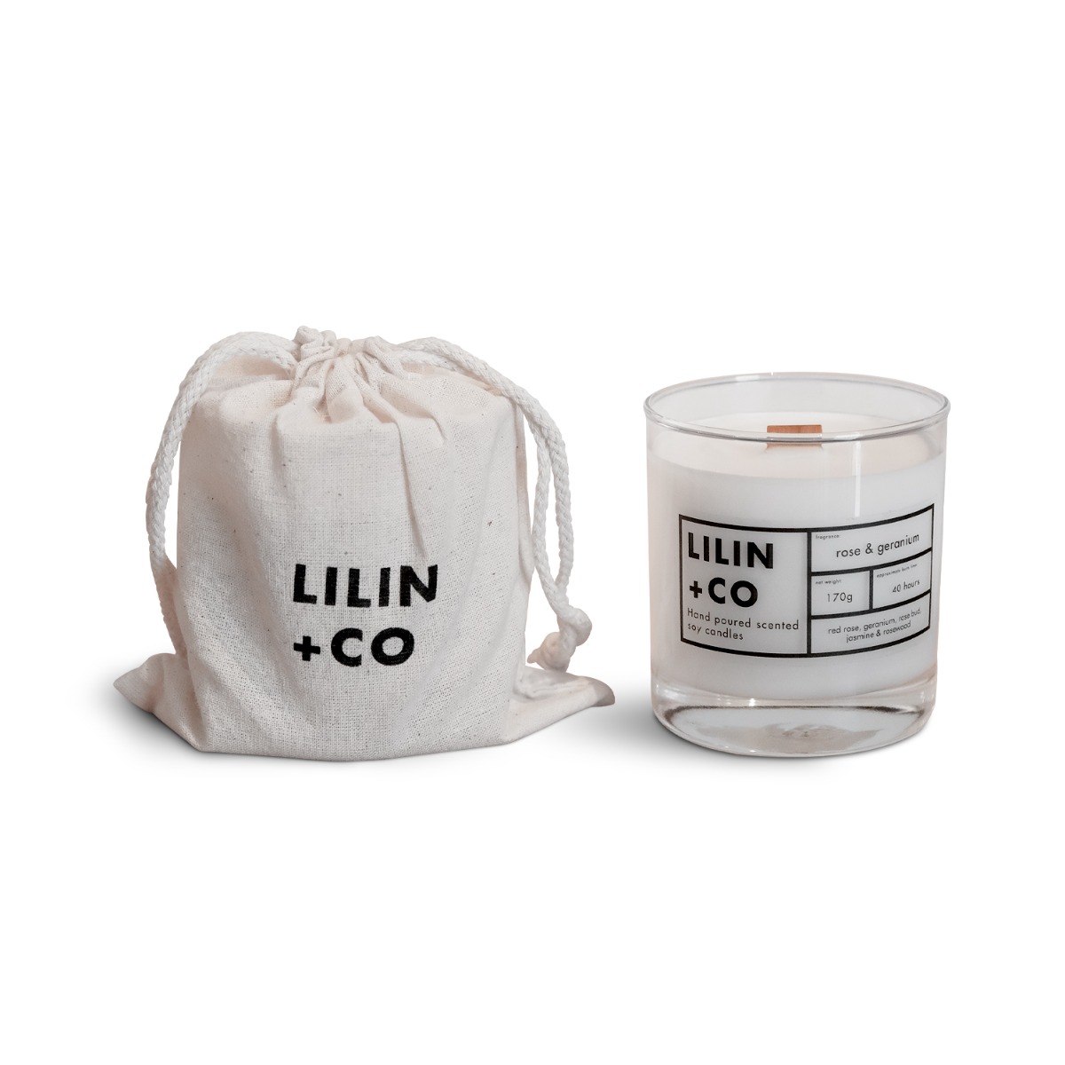 Lilin+Co Rose & Geranium Scented Candle
