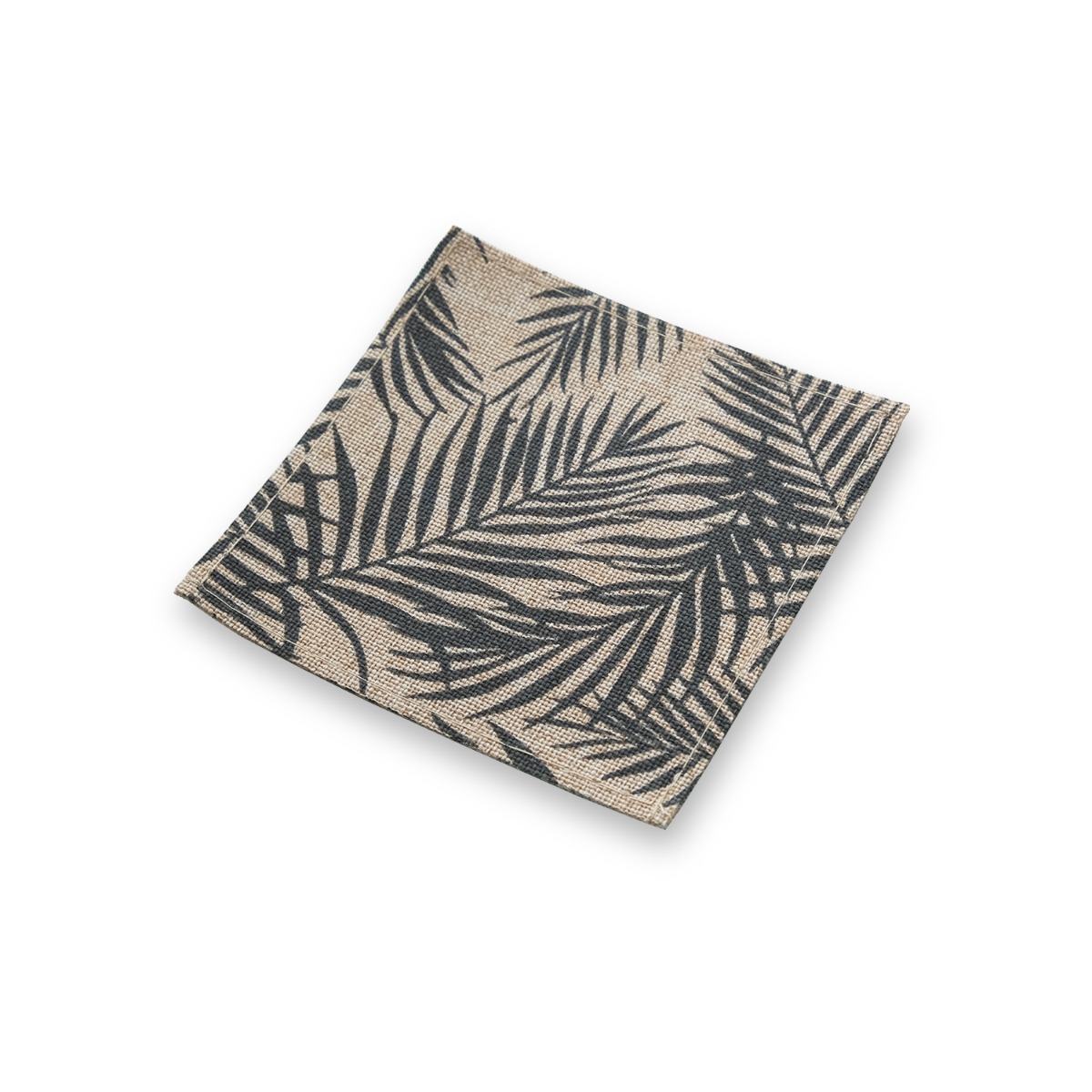 Linen Printed Grey Palm Coaster (Set of 4)