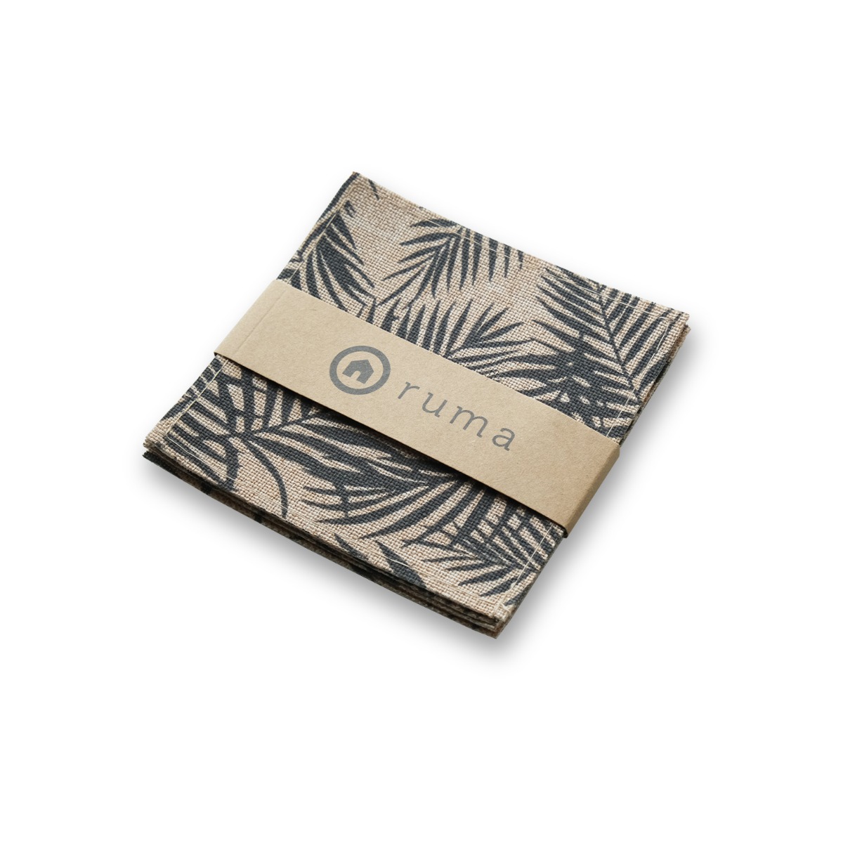 Linen Printed Grey Palm Coaster (Set of 4)