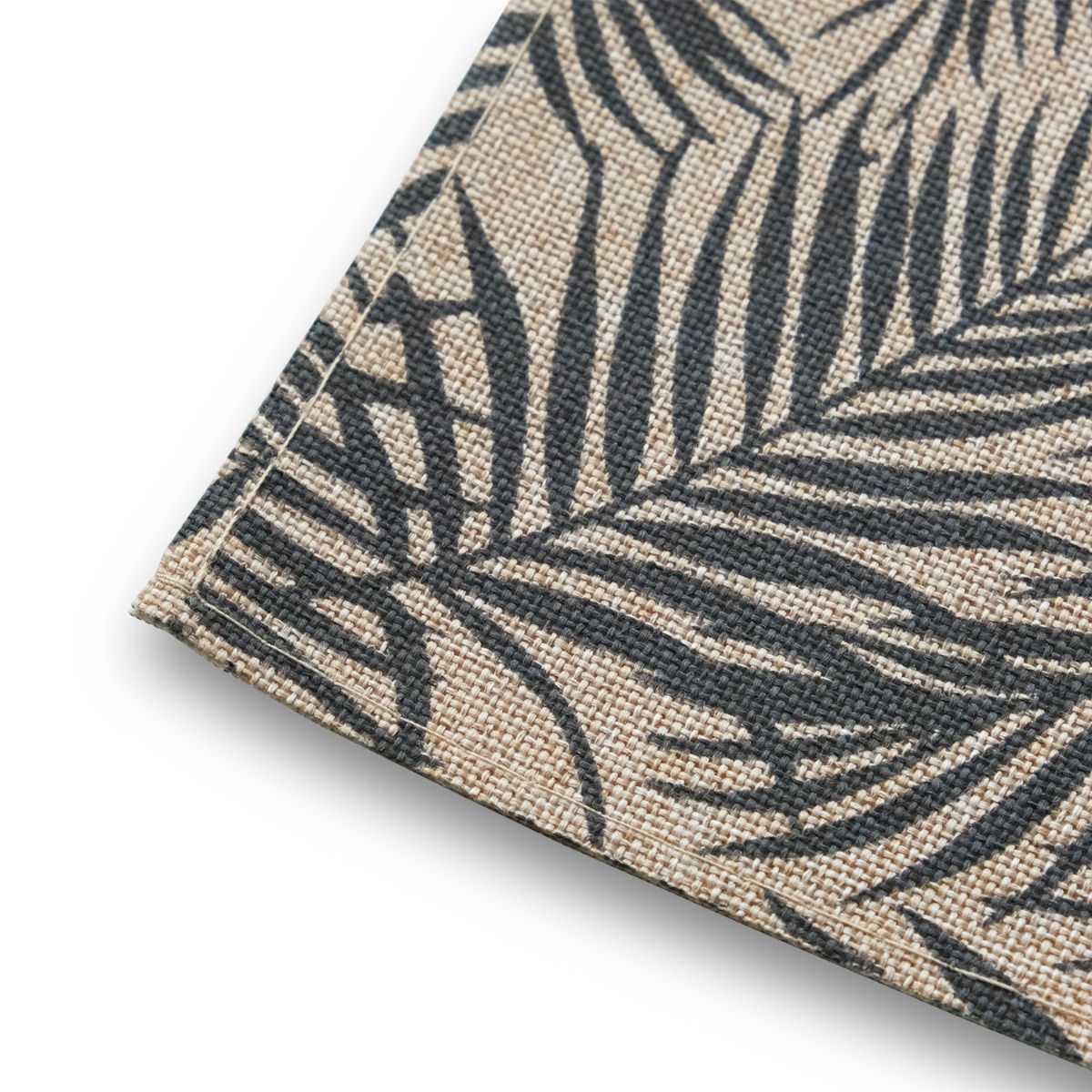 Linen Printed Grey Palm Coaster (Set of 4)