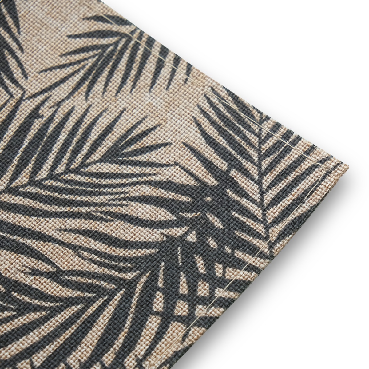 Linen Printed Grey Palm Coaster (Set of 4)