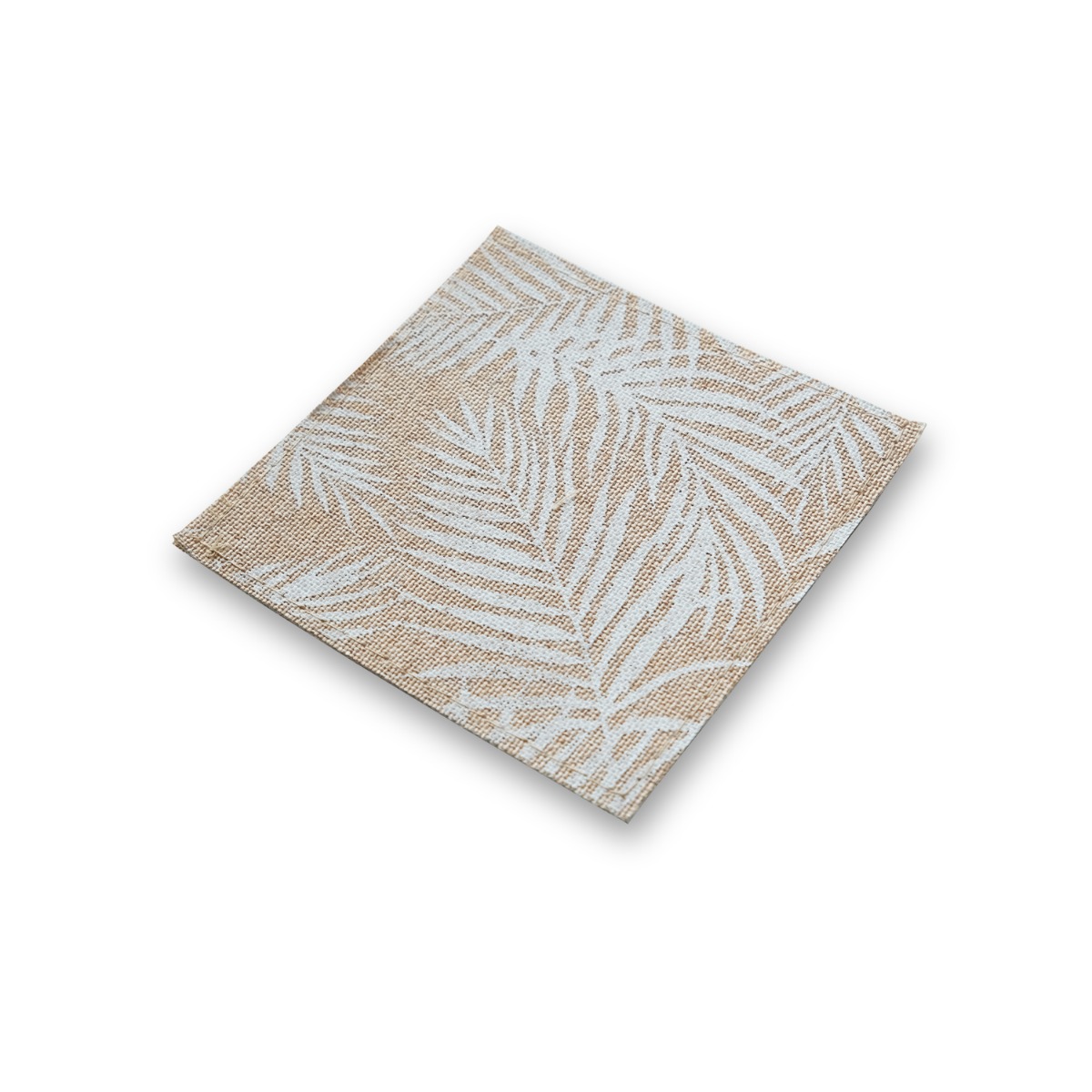 Linen Printed White Palm Coaster (Set of 4)