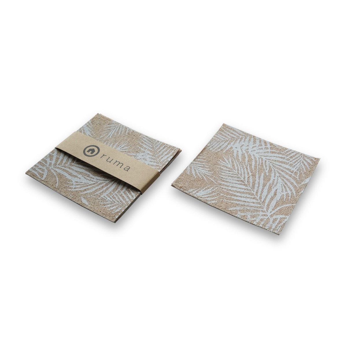 Linen Printed White Palm Coaster (Set of 4)