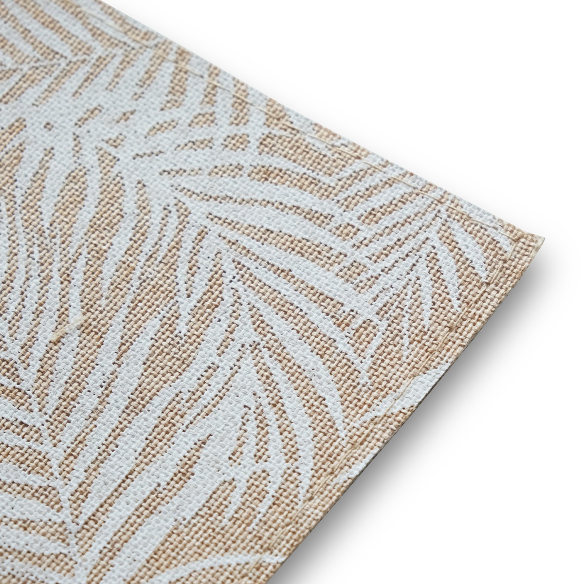 Linen Printed White Palm Coaster (Set of 4)