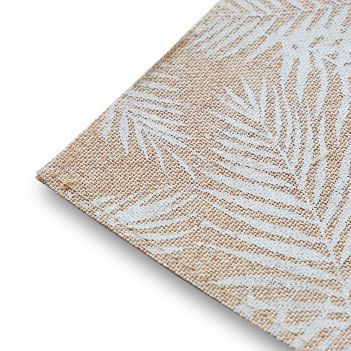 Linen Printed White Palm Coaster (Set of 4)