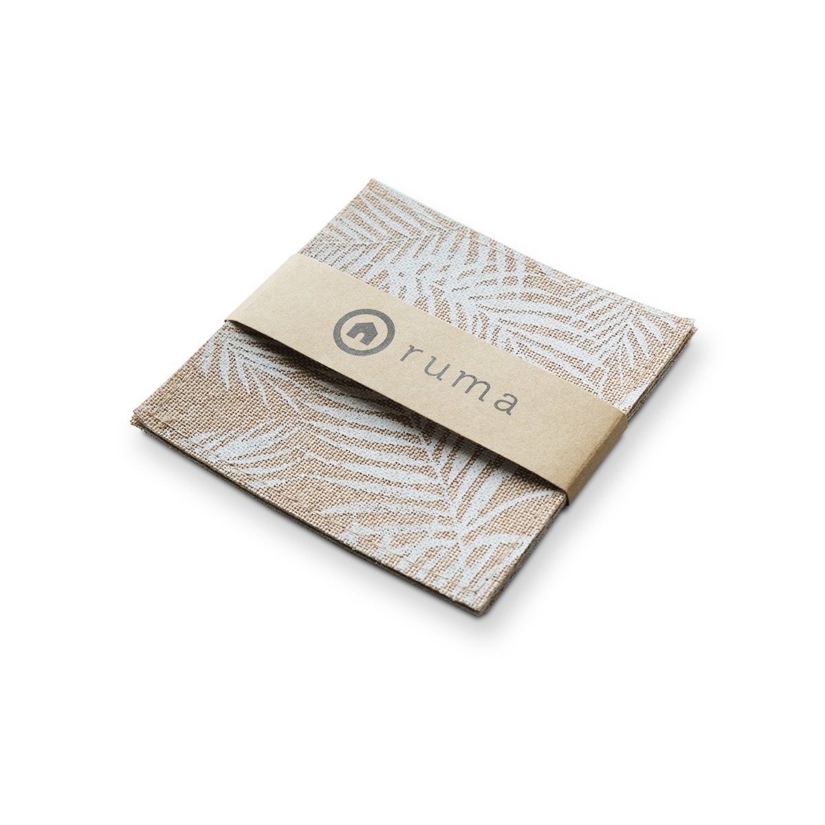 Linen Printed White Palm Coaster (Set of 4)
