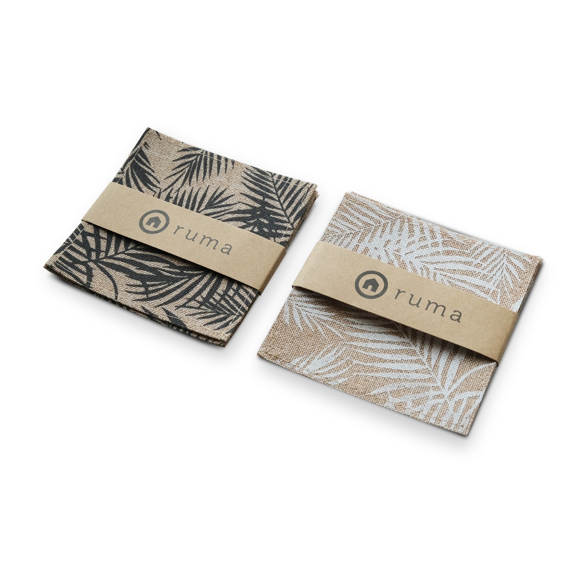 Linen Printed White Palm Coaster (Set of 4)