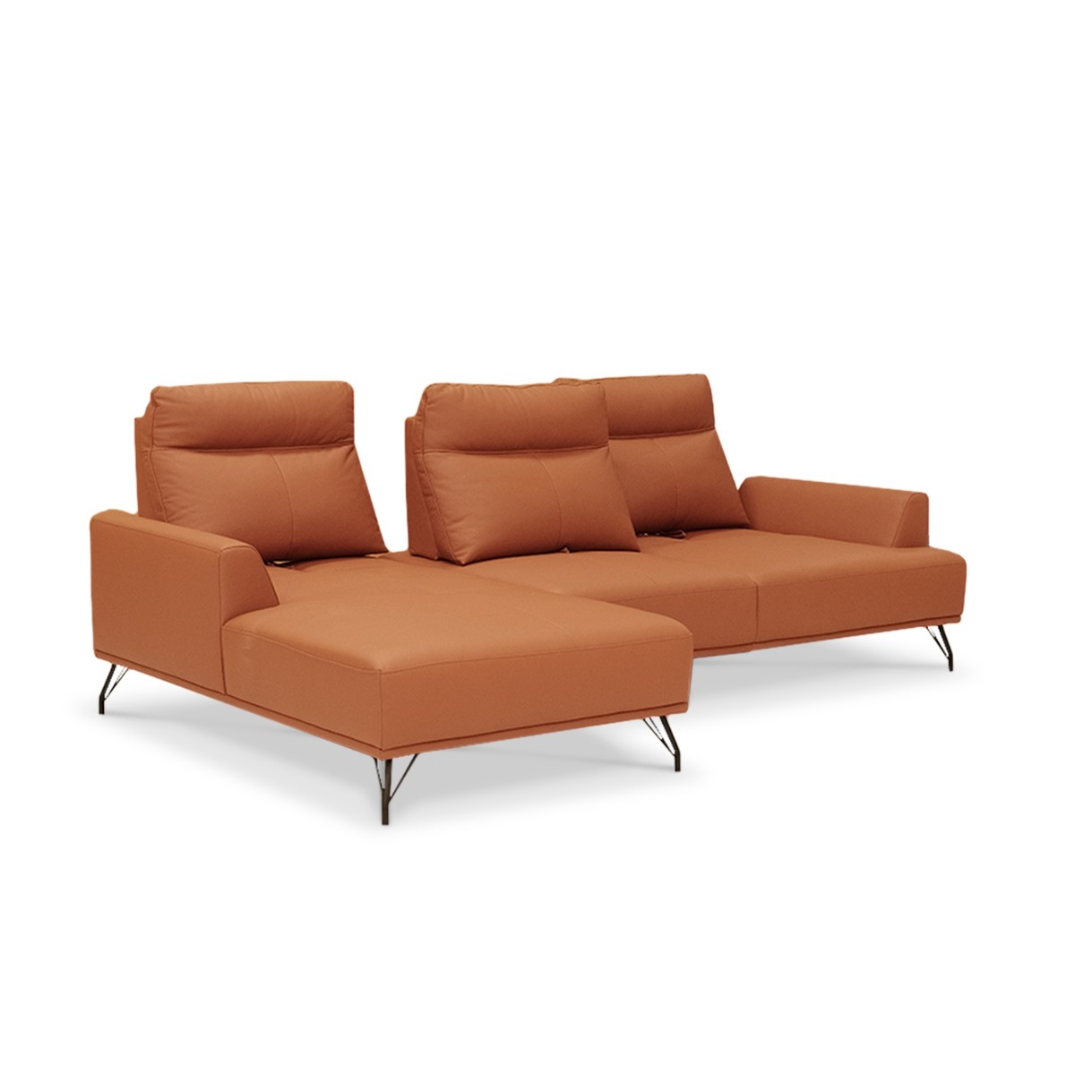 Maila Leather Right Sectional Sofa With Adjustable Back