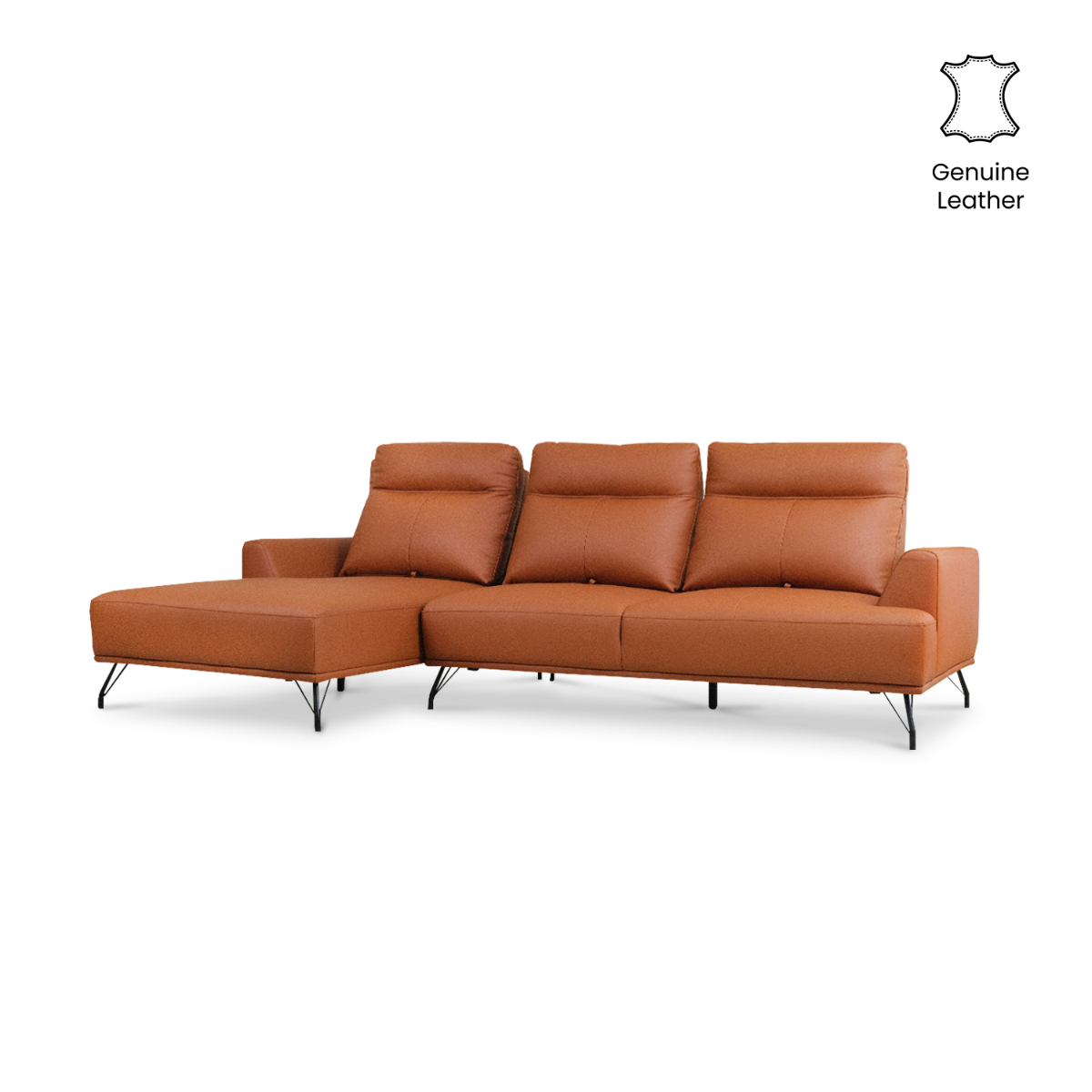 Maila Leather Right Sectional Sofa With Adjustable Back