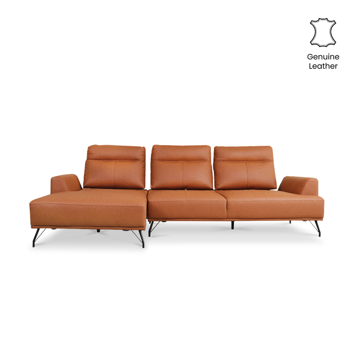Maila Leather Right Sectional Sofa With Adjustable Back