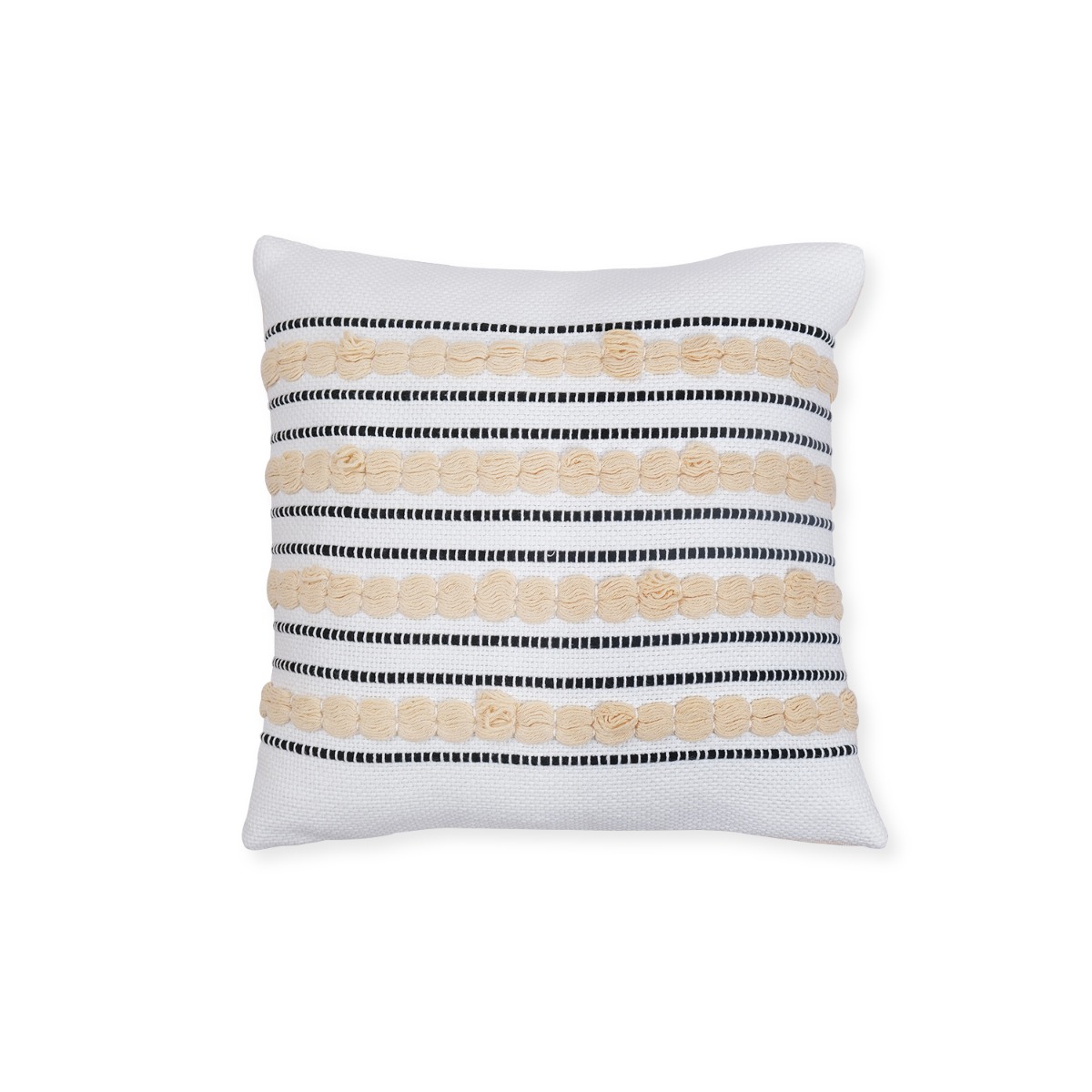 Miel White Beige Embroidered Cushion 45x45
