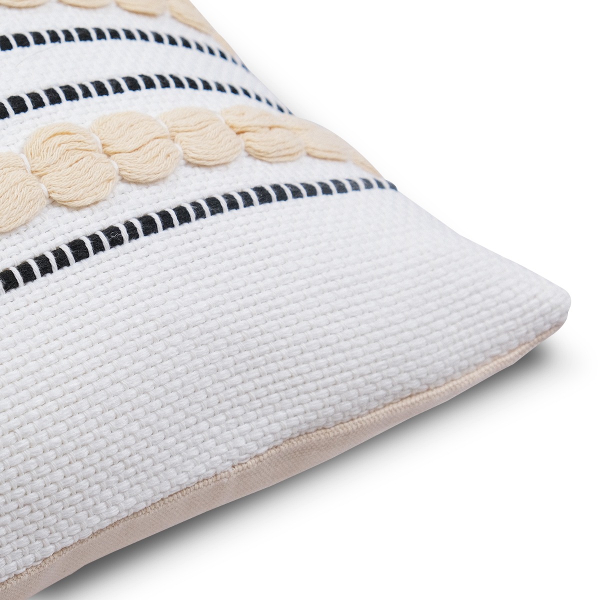 Miel White Beige Embroidered Cushion 45x45