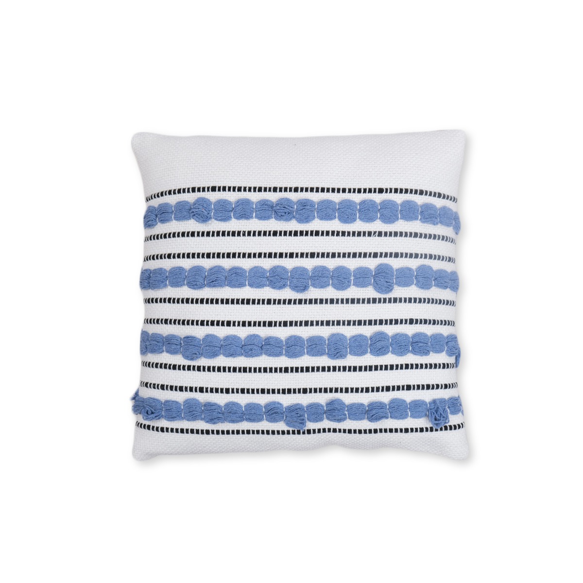 Miel White Blue Embroidered Cushion 45x45