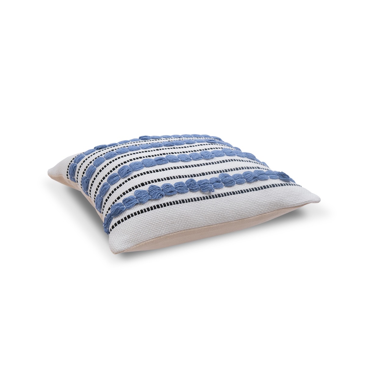 Miel White Blue Embroidered Cushion 45x45