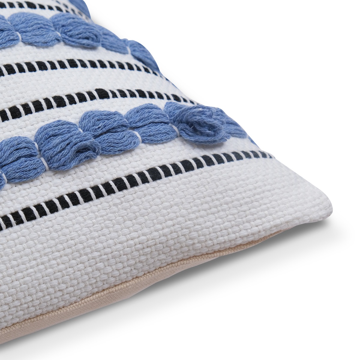 Miel White Blue Embroidered Cushion 45x45