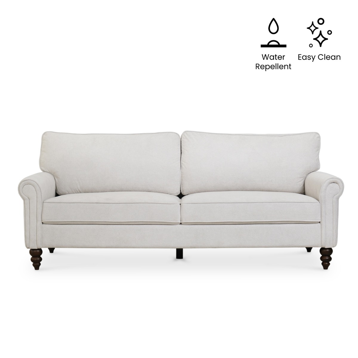 Naomi Chiffon Beige 3 Seater Sofa