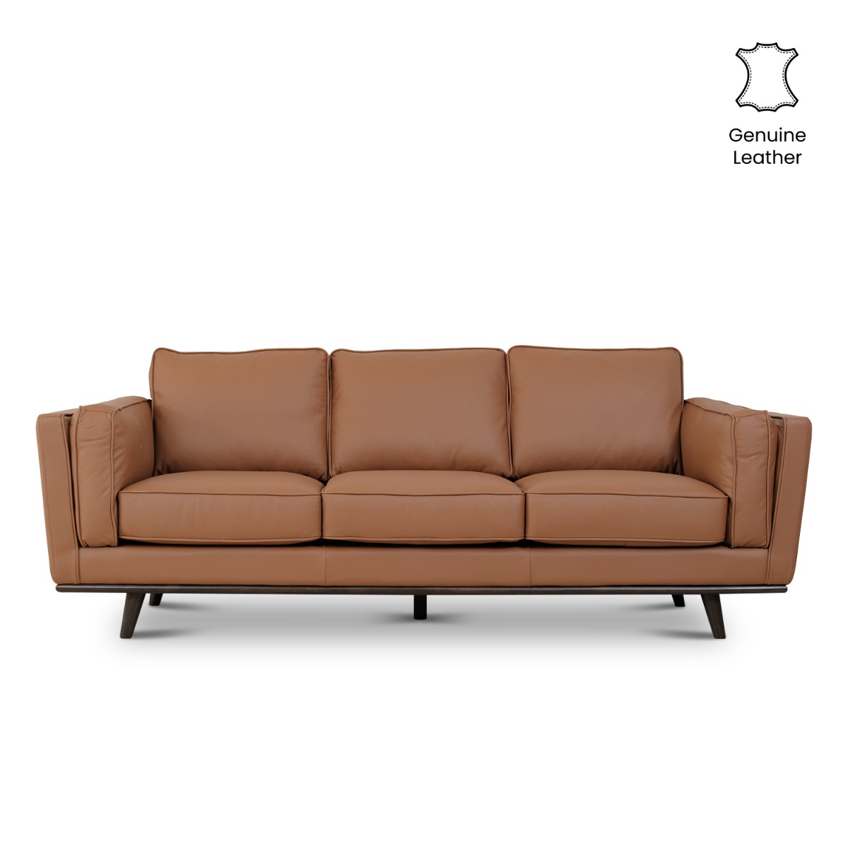 Noah Cognac Full Leather 3 Seater Sofa