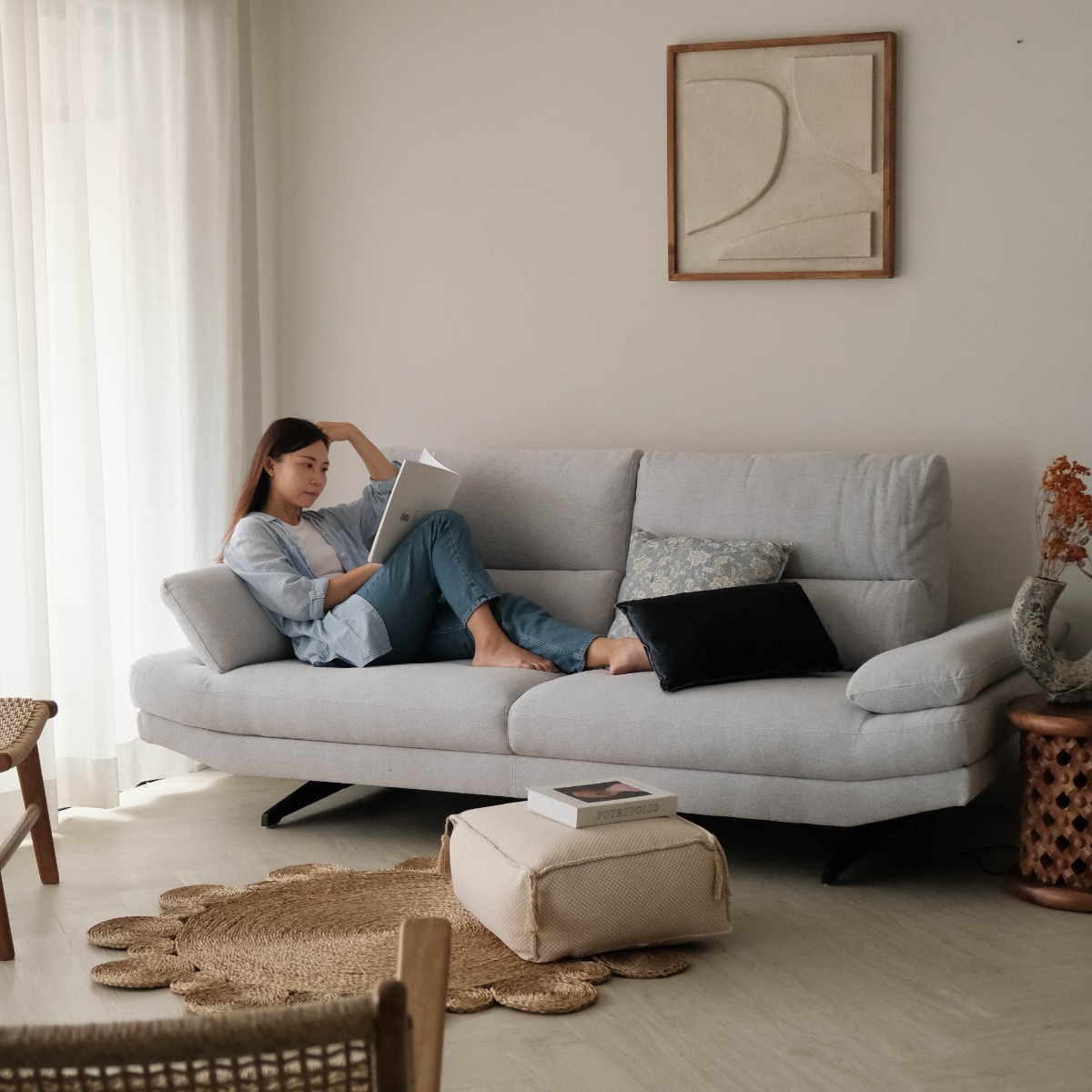 Sway Flint Grey 3 Seater Sofa With Adjustable Back