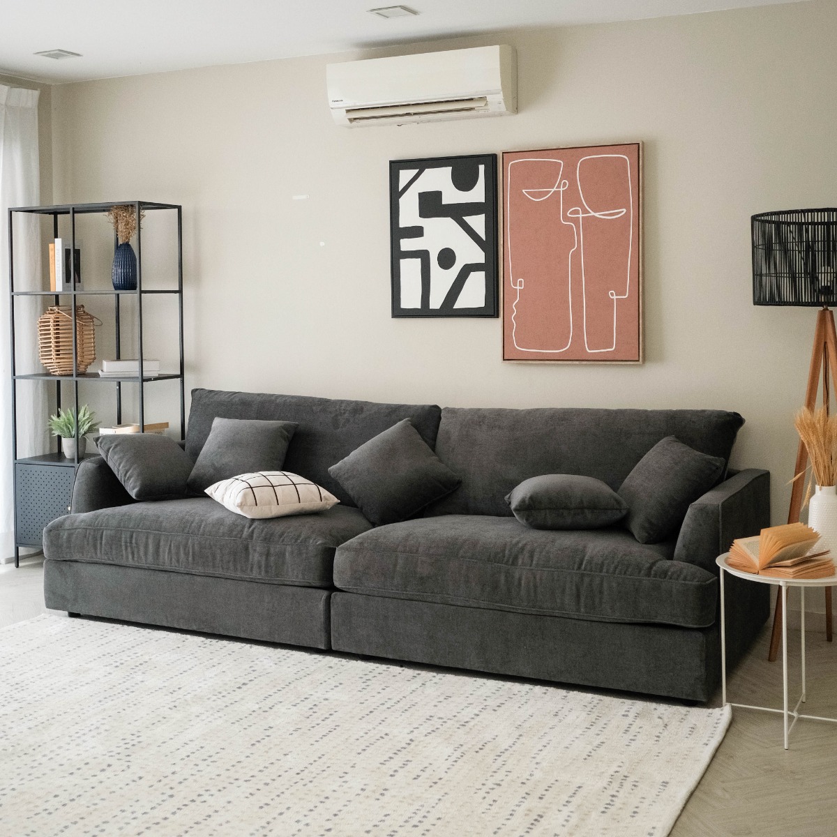Thiago Pebble Grey 4 Seater Sofa