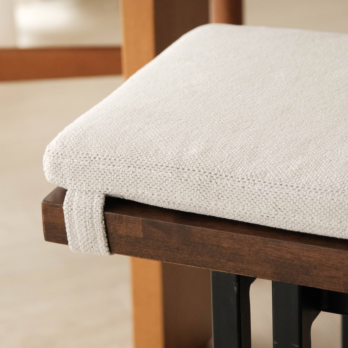 Veda Chiffon Beige Bench Cushion 190cm