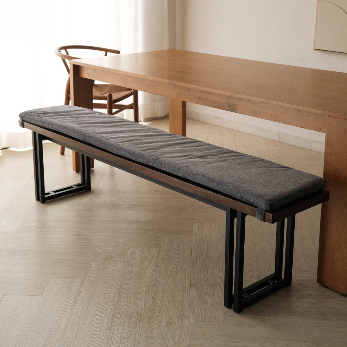 Veda Dark Grey Bench Cushion 190cm