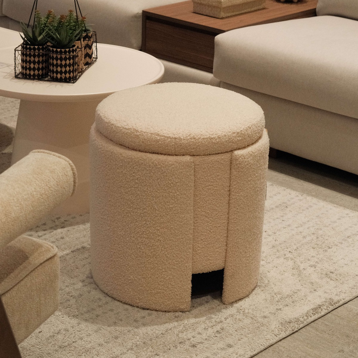 Pluto Teddy Light Beige Storage Stool